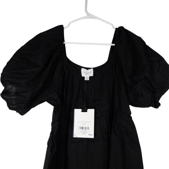 New Tuckernuck Pomander Place Womens 2XL Black Puff Sleeve Ares Mini Dress Linen - Picture 4 of 13